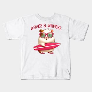 Waves & Wheeks funny summer surfing guinea pigs design Kids T-Shirt